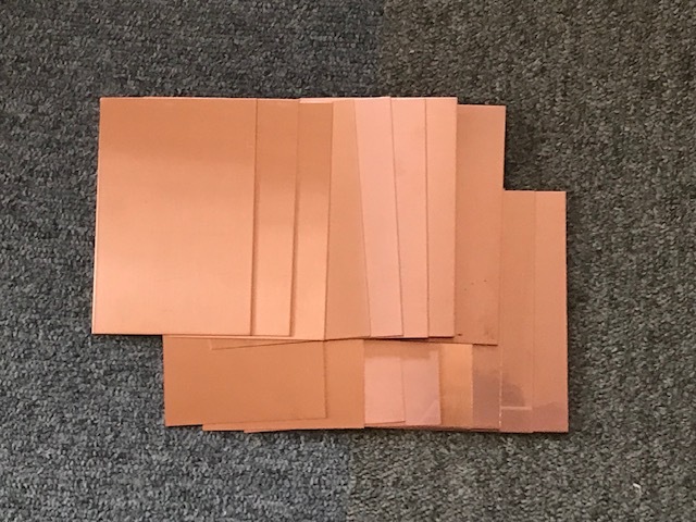 C1100 タフピッチカッパー純銅板端材 0.8mm厚 15枚送料サービス!!拍卖
