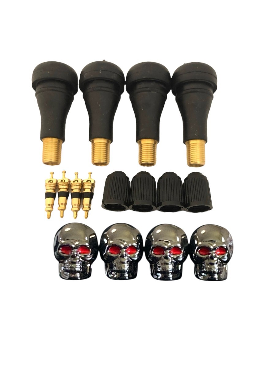 スカル ドクロ 黒銀 ホイール エア バルブキャップ ゴムエアバルブ 虫 コアバルブ ガイコツ トヨタ ニッサン ホンダ ミツビシ ダイハツ 拍卖