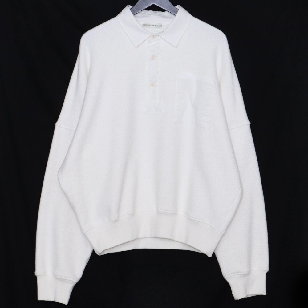 THE ROW Dende Polo Sweatshirt Mサイズ ホワイト 611-K559 ザロウ ダンデ ポロ スウェット トレーナー シャツ拍卖