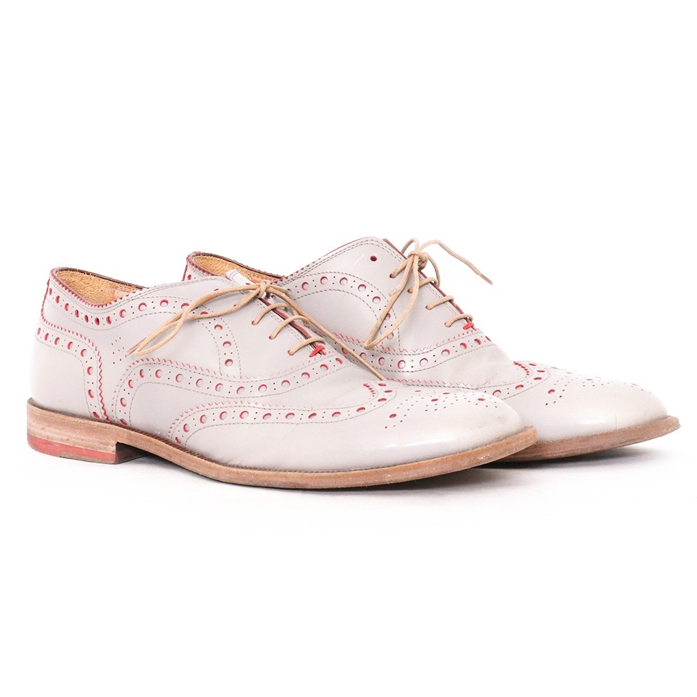 PAUL SMITH ドレスシューズ サイズ40 グレー 463265 ポールスミス レザー ブローグ ウィングチップ ローファー レッド拍卖