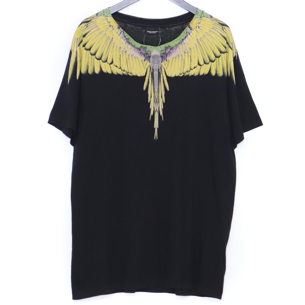 MARCELO BURLON Wings T-shirt Mサイズ ブラック マルセロブロン ウイング プリント Tシャツ 半袖カットソー フェザー拍卖