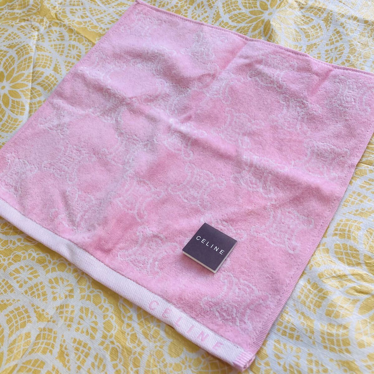 【人気柄】新品/CELINE/タオルハンカチ/正規品/セリーヌ/ハイ未使用ブランド/マカダム柄/レディース/綿100%/ハンドタオル/日本製/ピンク/58拍卖