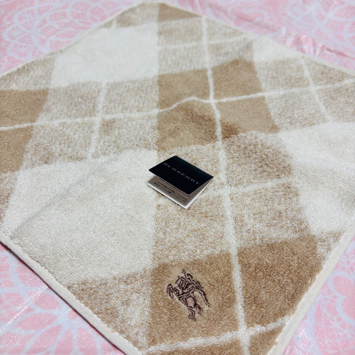 新品/BURBERRY/タオルハンカチ/正規品/バーバリー/綿100%/未使用/即決/匿名発送/日本製/ハンドタオル/ブランド/大判/ブラウン茶色/タグ付き拍卖