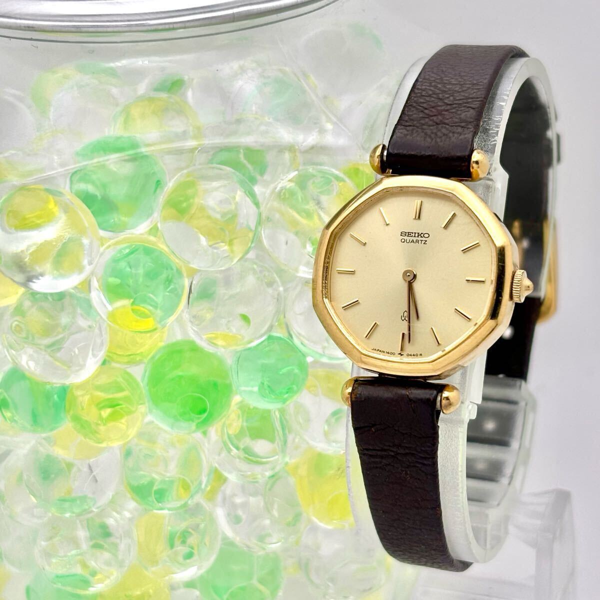 【新品電池】SEIKO セイコー ゴールド レディース 腕時計 ドレス オクタゴン 1400-5280 932008拍卖