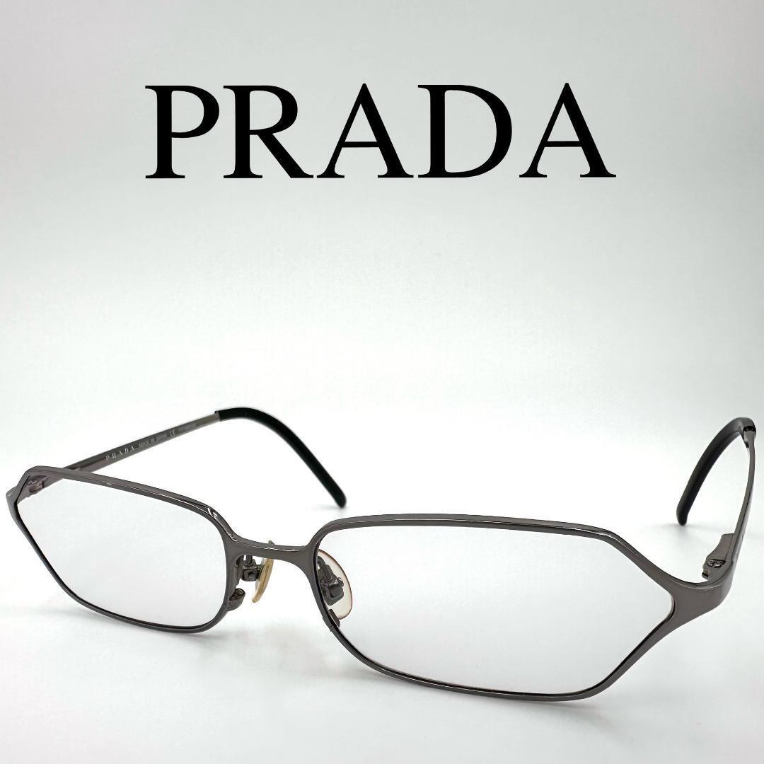PRADA プラダ メガネ 度入り VPR57EA シルバー フルリム拍卖
