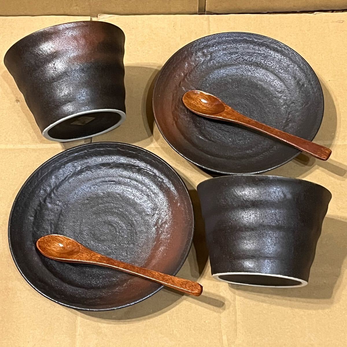 送料無料 未使用 たち吉 × 愛知トヨタ フリーカップ &皿 木製スプーン ペア2客セット カップ&ソーサー 陶器 焼 和食器拍卖