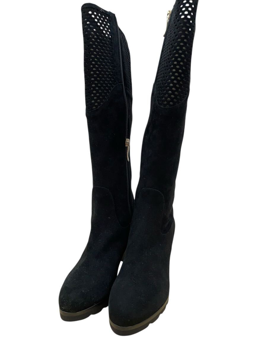 MARTINA ロングブーツ 37 黒 イタリア製 本革 スエード レディース拍卖