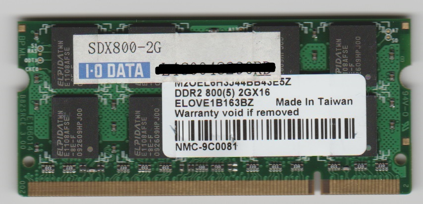 I/O DATA SDX800-2G PC2-6400 200Pin 2GB 中古 即決 相性保証拍卖