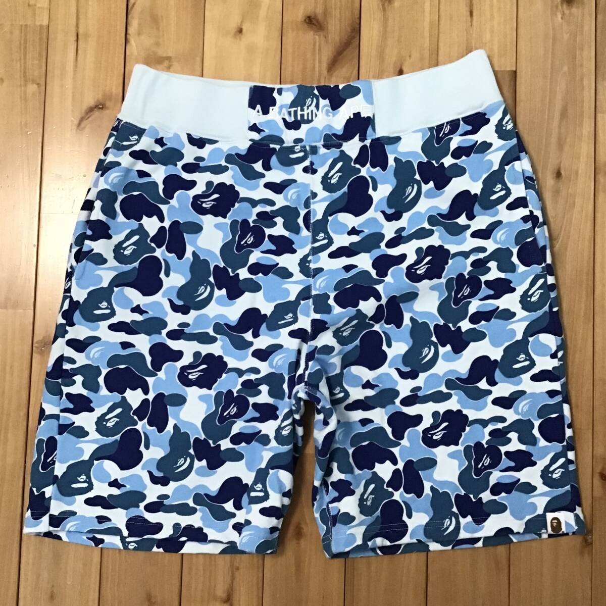 ★XL★ ABC camo blue スウェット ハーフパンツ a bathing ape BAPE shorts エイプ ベイプ アベイシングエイプ 迷彩 ABCカモ ki0091拍卖