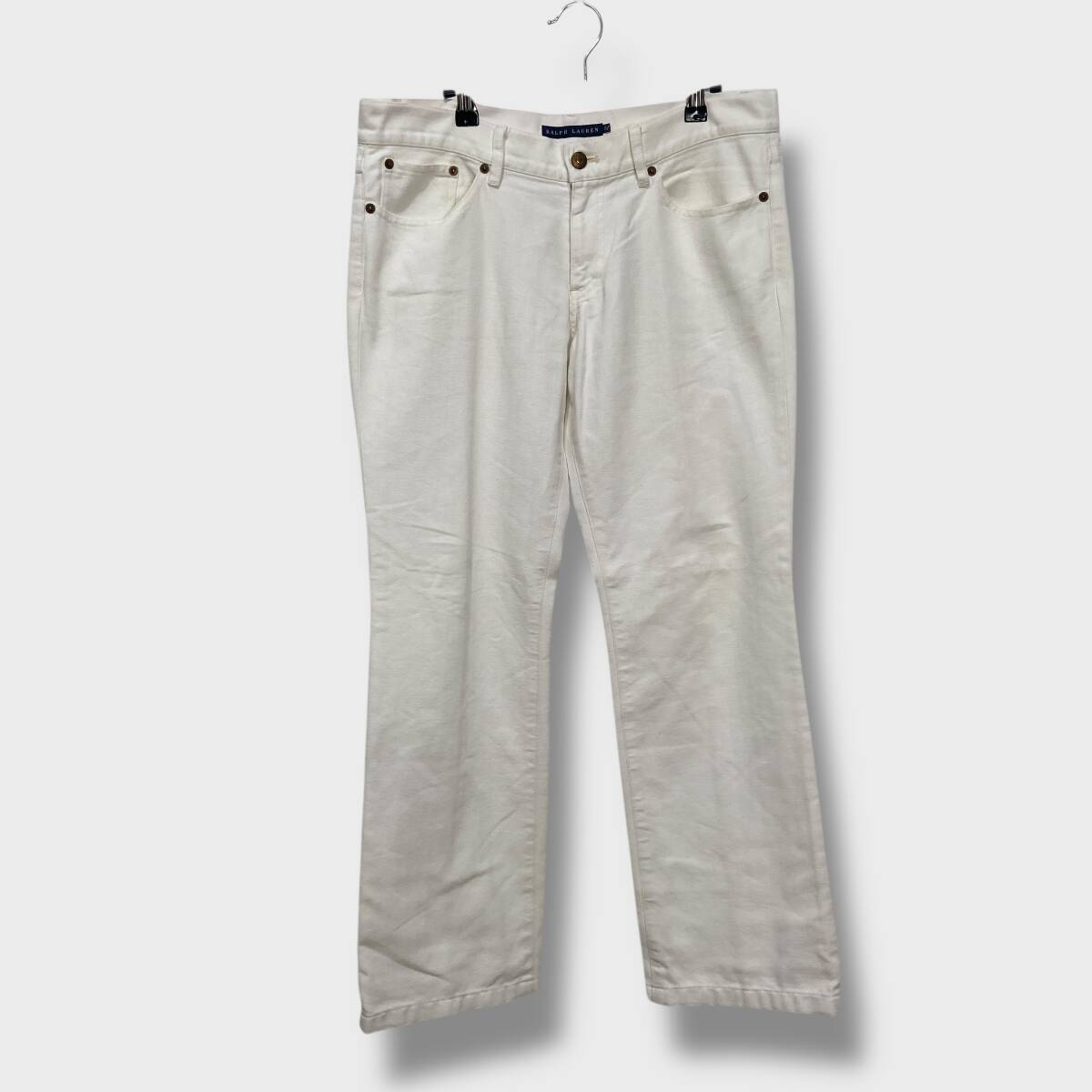 送料無料☆Ralph Lauren☆ラルフローレン☆ストレートパンツ☆デニム☆ローライズ☆レディースM相当☆ホワイト☆E25M拍卖