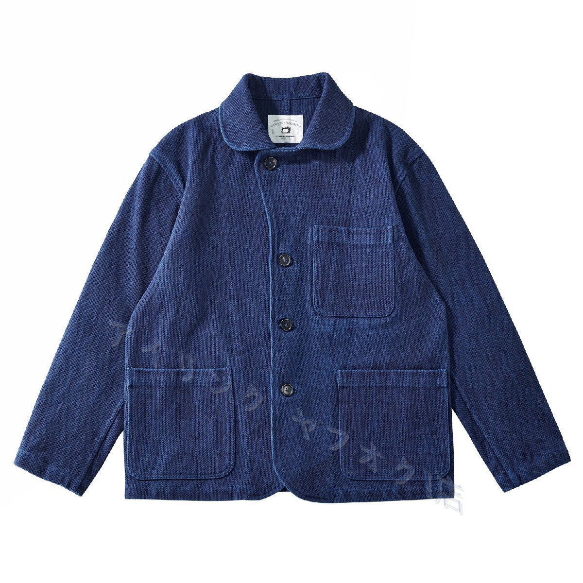 新品手作り 藍染め 刺し子 カバーオール 剣道着 21OZ 綿100% ワークジャケット ブレザー sashiko indigo 上品 インディゴ L拍卖