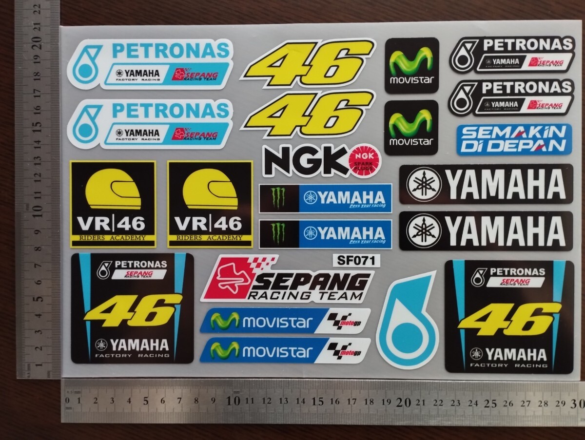 ヤマハステッカー 約20枚セット(1シート分) バイクステッカー YAMAHA レーシングステッカー ロッシ VR46 防水 反射 motoGP拍卖
