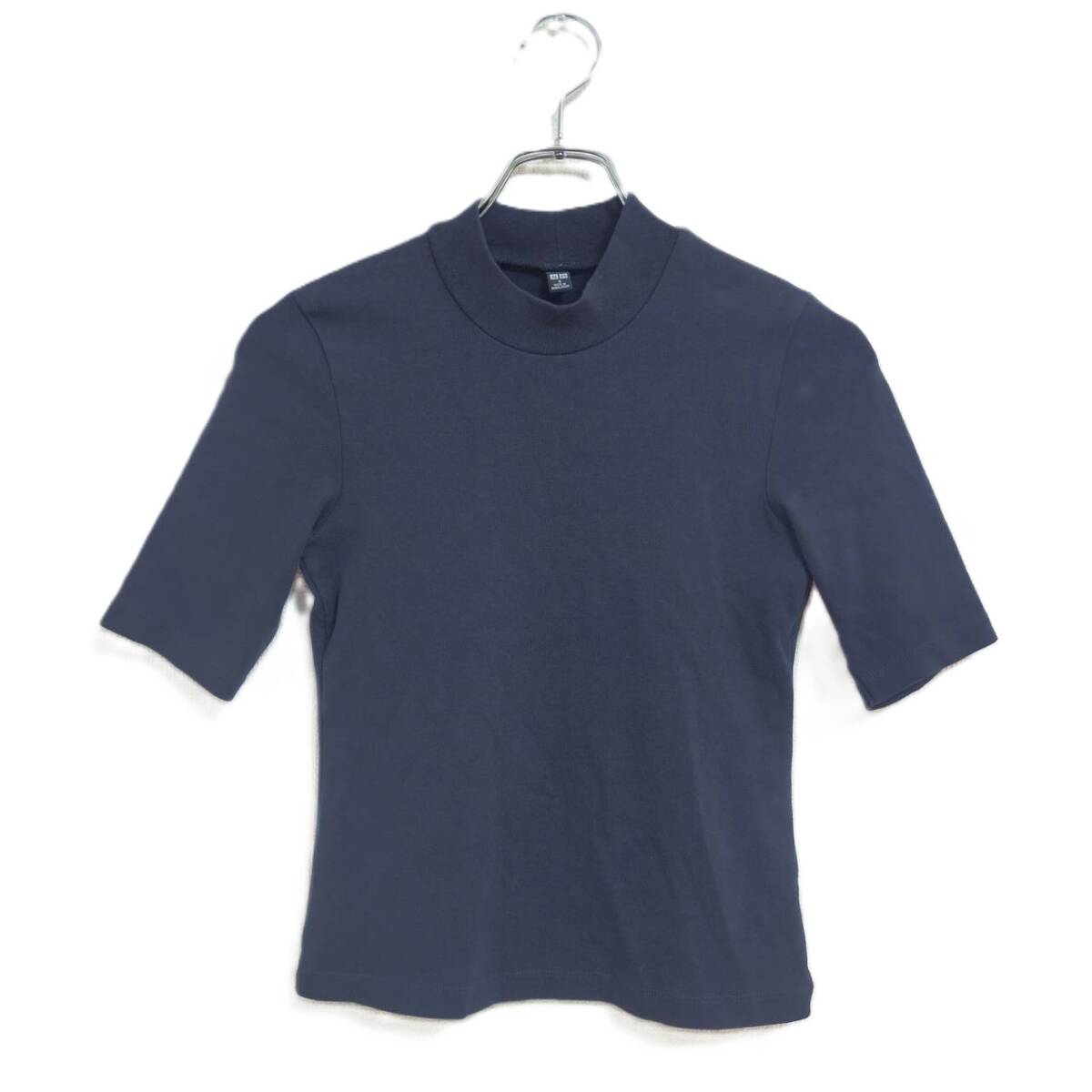 ユニクロ 半袖 モックネック Tシャツ ストレッチ素材 ブラック S拍卖