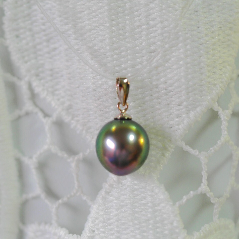 K14WG 黒蝶真珠 タヒチパール ペンダントップ 拍卖