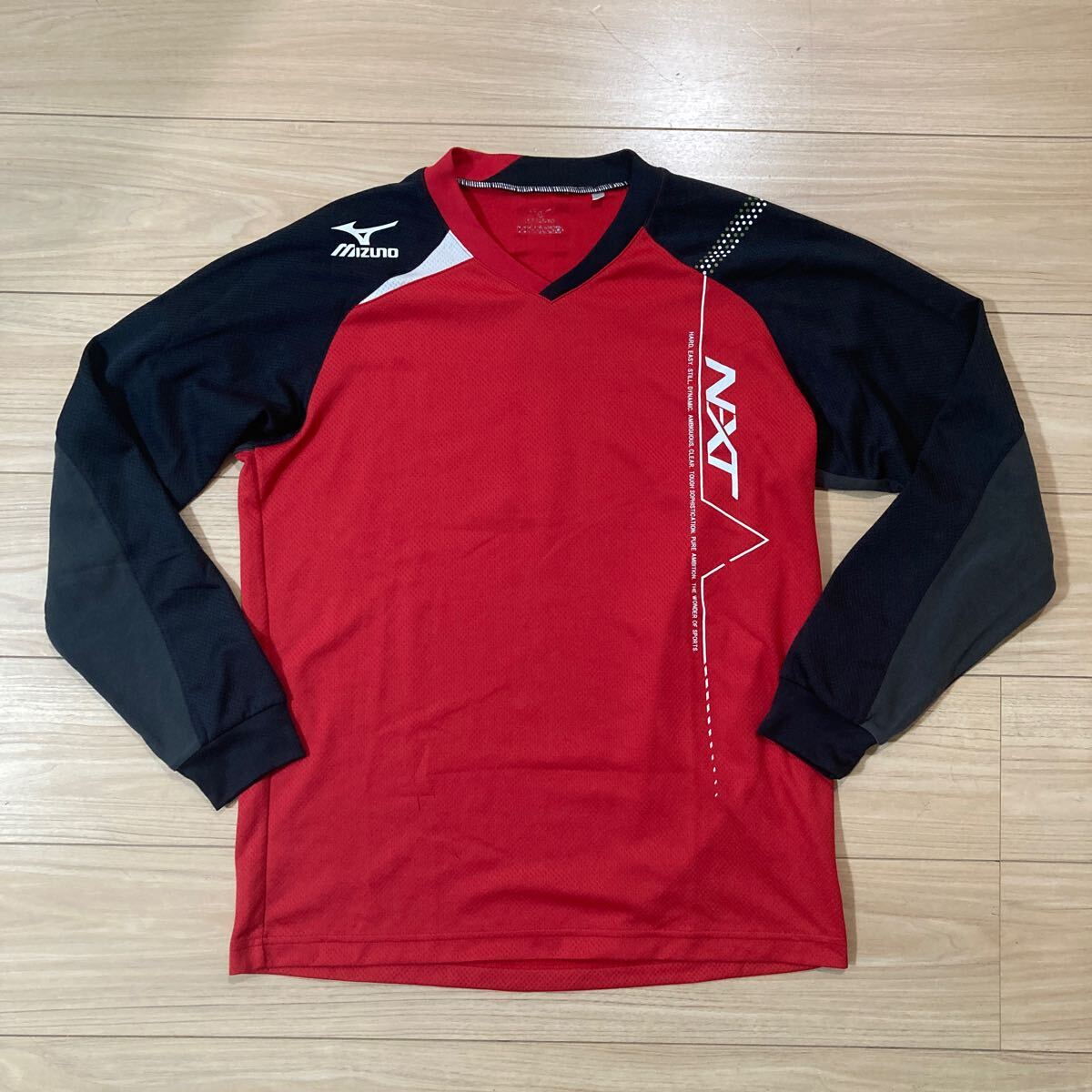 MIZUNO ミズノ 長袖シャツ プラクティスシャツ トレーニングシャツ Lサイズ 赤 黒拍卖