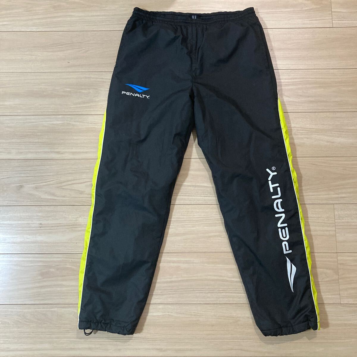 PENALTY ペナルティ ナイロンパンツ ナイロンジャージ ズボン ボトムス Lサイズ 黒 黄 厚手 サッカー フットサル拍卖
