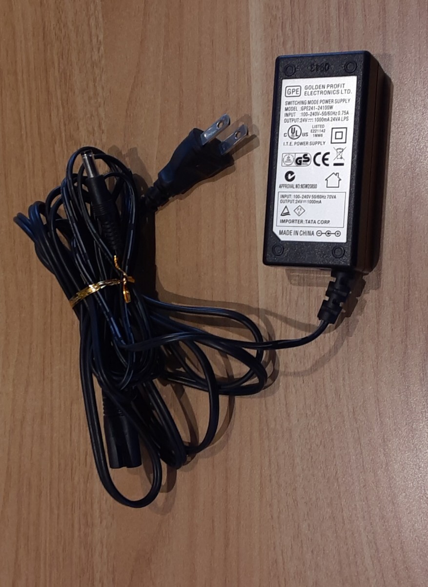 ACアダプター GPE241-24100W 電源 コード まとめ売り AC アダプタ ケーブル セット 腹筋ベルト用 24V 1000mA拍卖