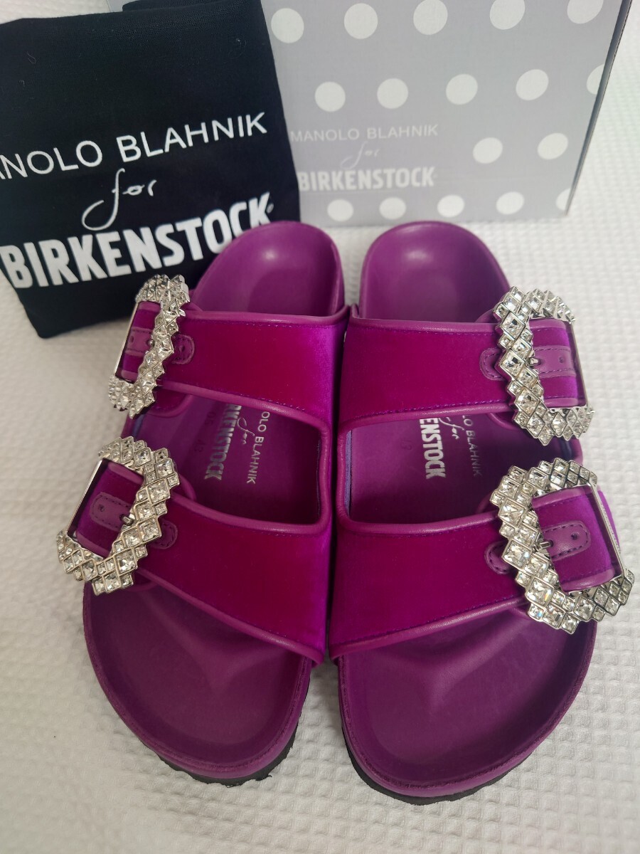 値下★マノロブラニク×ビルケン★新品★サンダル36ピンク色・ベルベット MANOLOBLAHNIK×BIRKENSTOCK アリゾナ拍卖