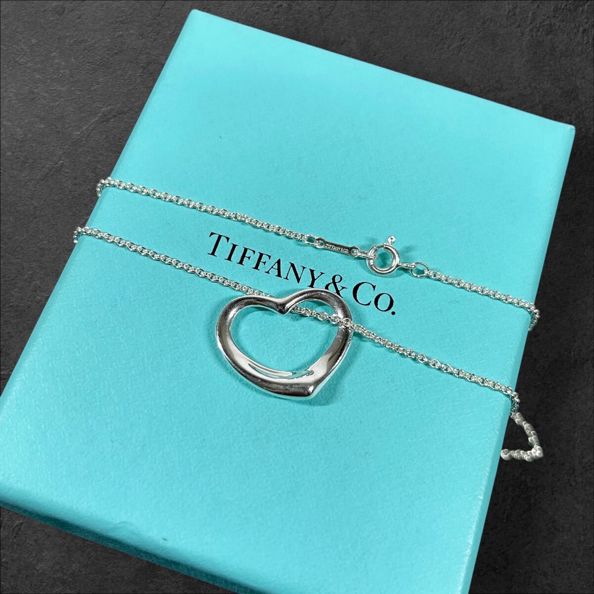 【ティファニー】基準内 TIFFANY&Co. ネックレス オープンハート ラージサイズ シルバー925 全長41cm トップ幅2.1cm 女性用 レディース 拍卖