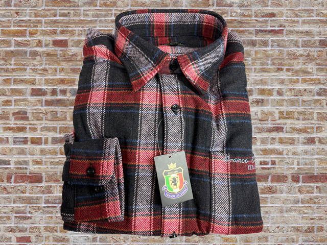 41248-2-a16 レッド系 Lサイズ 4895円 FRANCO COLLEZIONI ウール入り暖か長袖シャツ拍卖