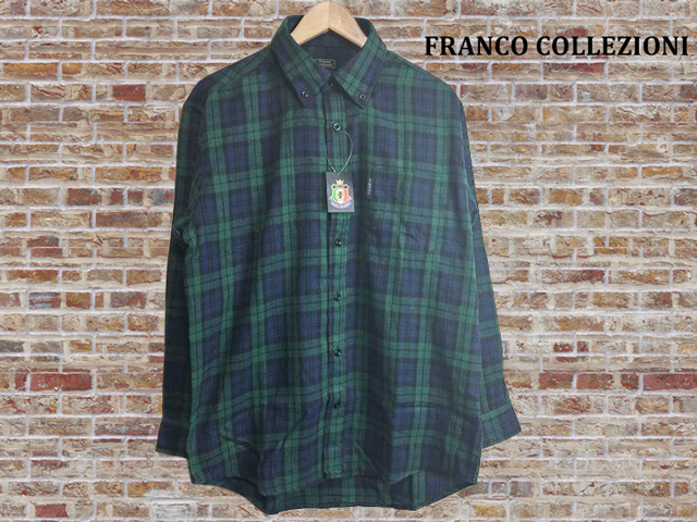 41250-a20 グリーン系 LLサイズ FRANCO COLLEZIONI ビエラ調シャツ 拍卖