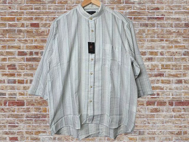 41183-3-a28-3 ライトグリーン系 Lサイズ 匠 TAKUMI 軽く涼しい しじら織り七分袖シャツ スタンドカラー拍卖