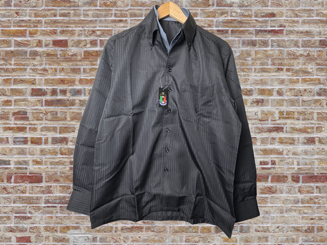 50257-1-a29 黒 Mサイズ FRANCO COLLEZIONI 二重衿長袖ドレスシャツ拍卖