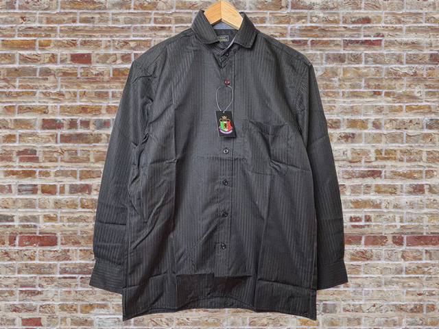 50423-2-a30 黒 4400円 えり回り39-ゆき80 FRANCO COLLEZIONI スタンドカラー型 衿付き長袖ドレスシャツ 拍卖