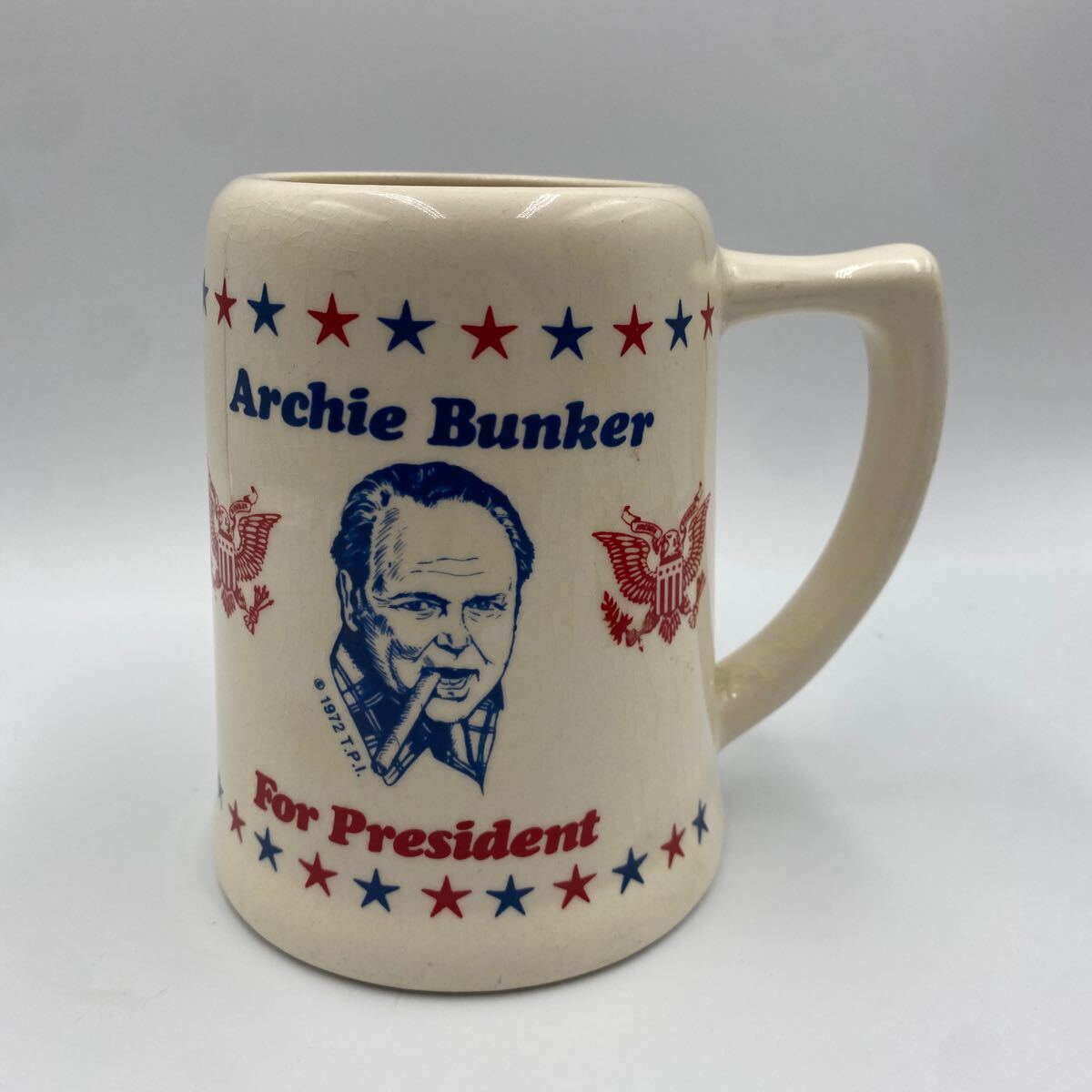 R0506 USA 1970年代 ARCHIE BUNKER プレジデント ビアージョッキ 検索/ペプシコーラ/セブンアップ/大統領/マグカップ コレクター拍卖
