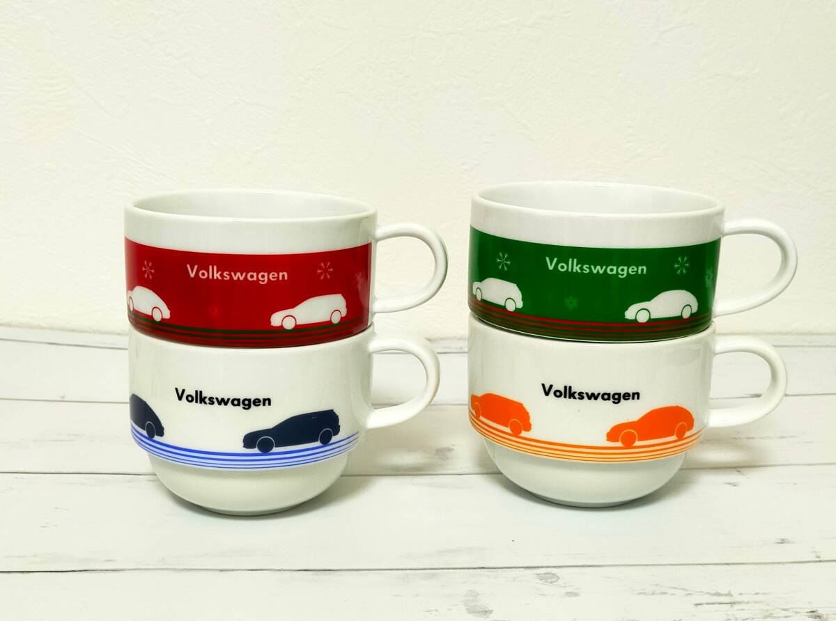 未使用★フォルクスワーゲン★スタッキング マグカップ★4客セット★Volkswagen★陶器製★食器拍卖