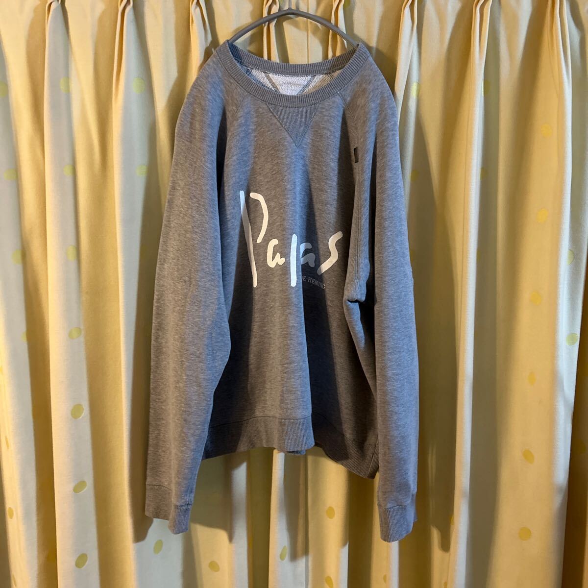 Papas 両V 両面ロゴプリント スウェット トレーナー サイズL グレー 状態良し拍卖