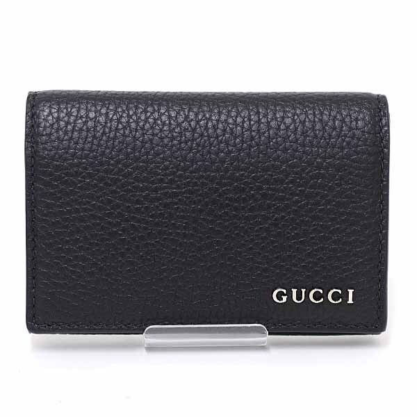 グッチ GUCCI ロゴ カードケース 名刺入れ メンズ 771152 ブラック レザー 【中古】Sランク拍卖