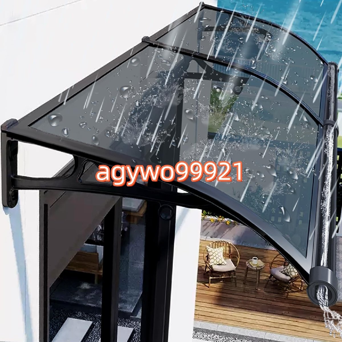 屋根庇 後付け ひさし 雨よけ,梅雨対策 住宅用 パティオ日除け 後付け ブラケット付き頑丈で耐久性 組み立てが簡単 (グレー 60x200cm)拍卖