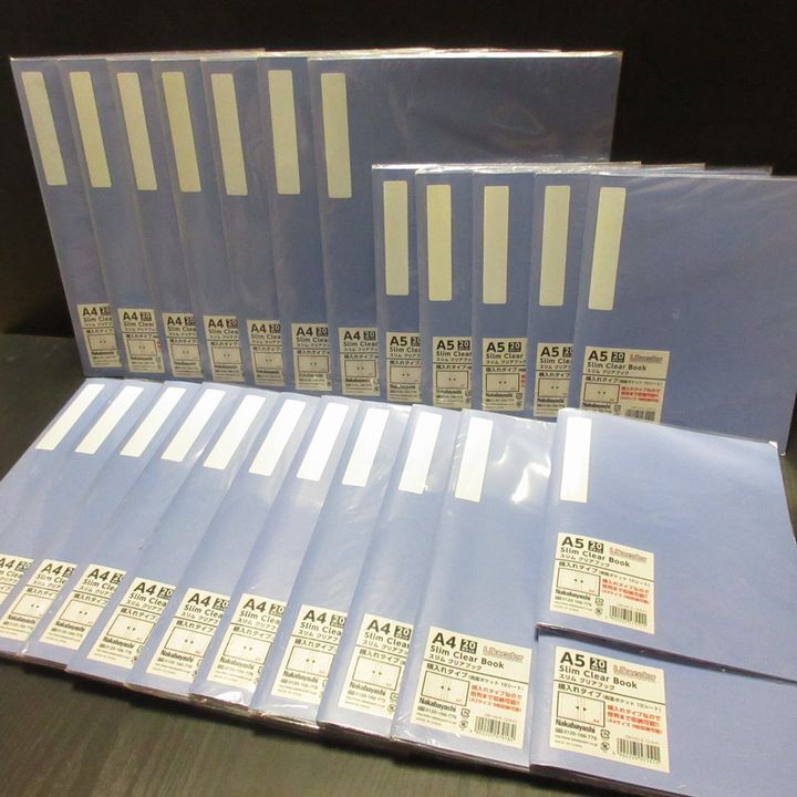 24冊セット★倍判まで可能★ A4 ×17冊★ A5 ×7冊 20ポケット ナカバヤシ スリム クリアブック 大量 スクラップ 切抜き 書類 整理 収納 ②拍卖