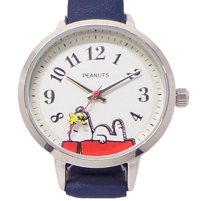 スヌーピー グッズ 腕時計 ウォッチ PNT051-3 ネイビー 3針 クォーツ 革 ベルト ピーナッツ ウッドストック キャラクター ビーグル犬拍卖