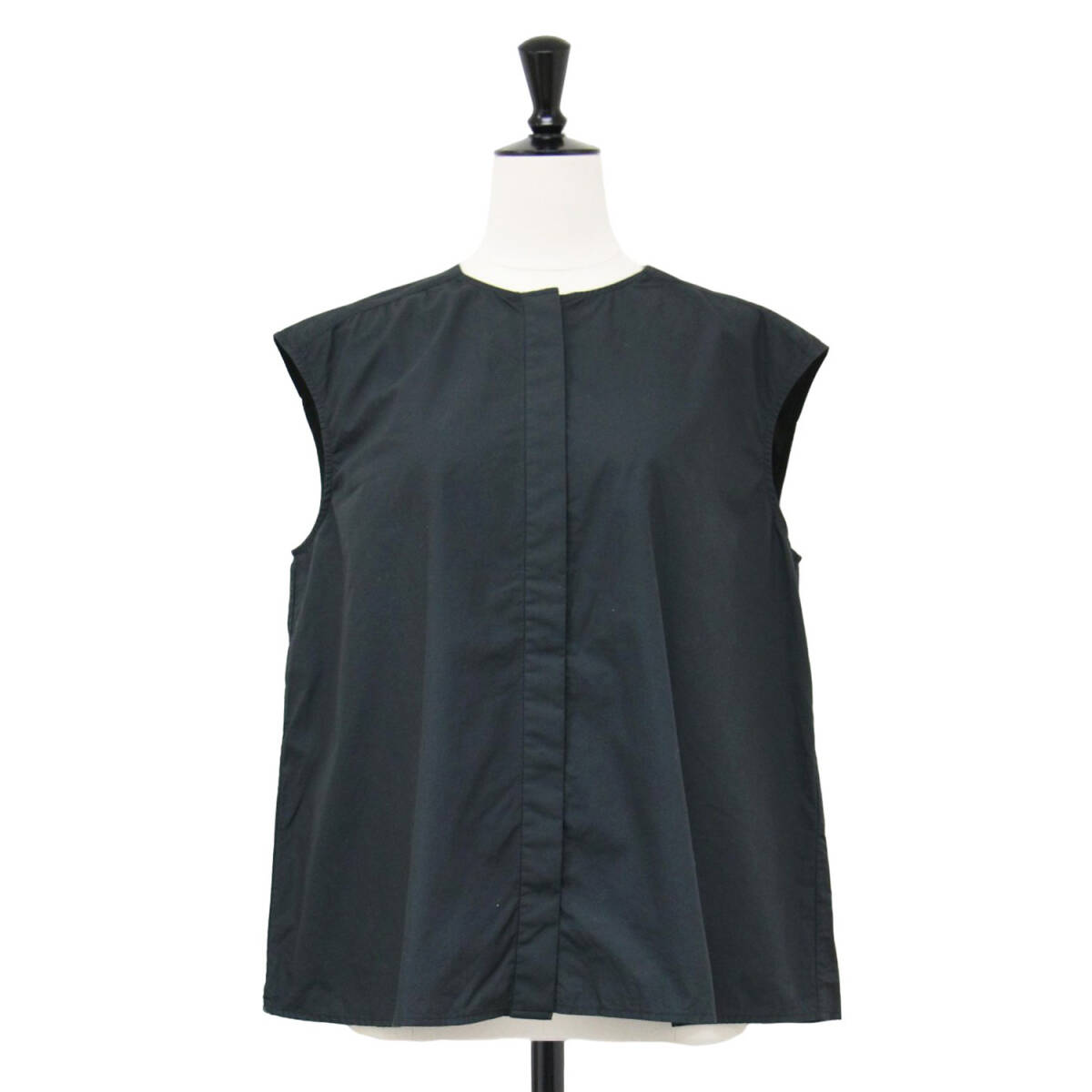 SHIPS シップス ブラウス ブラック 黒 サイズ:FREE / 24春夏 ノースリーブ ブラウス / ノーカラー タイプライター コットン / トップス拍卖