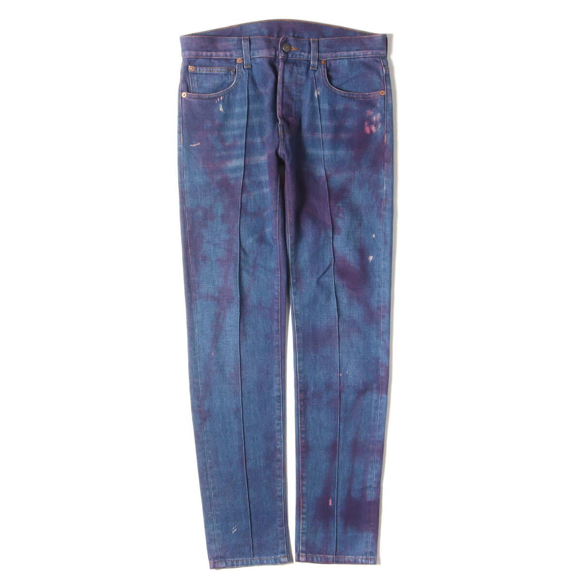 【美品】GUCCI グッチ パンツ サイズ:W30 / ブリーチ加工 センタープリーツ デニム パンツ (475255 XD596) / ボタンフライ / インディゴ拍卖