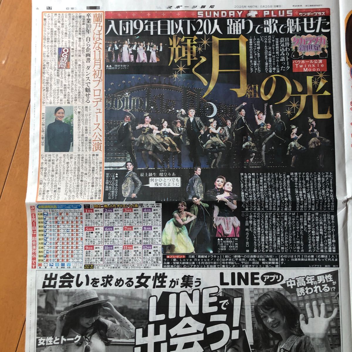 スポーツ報知新聞 宝塚歌劇月組 入団9年目以下 輝く月の光拍卖