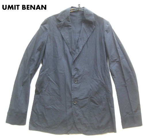 極上イタリア製!!ウミットベナン UMIT BENAN*薄手コットン2つボタンアンコンジャケット 46 実寸M ダークグレー拍卖