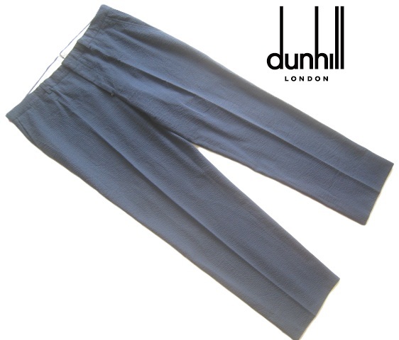 極上スイス製!!ダンヒル DUNHILL*美シルエット 5ポケット コットンシアサッカースラックス・パンツ 56 実寸3L 紺 ネイビー 大きいサイズ拍卖