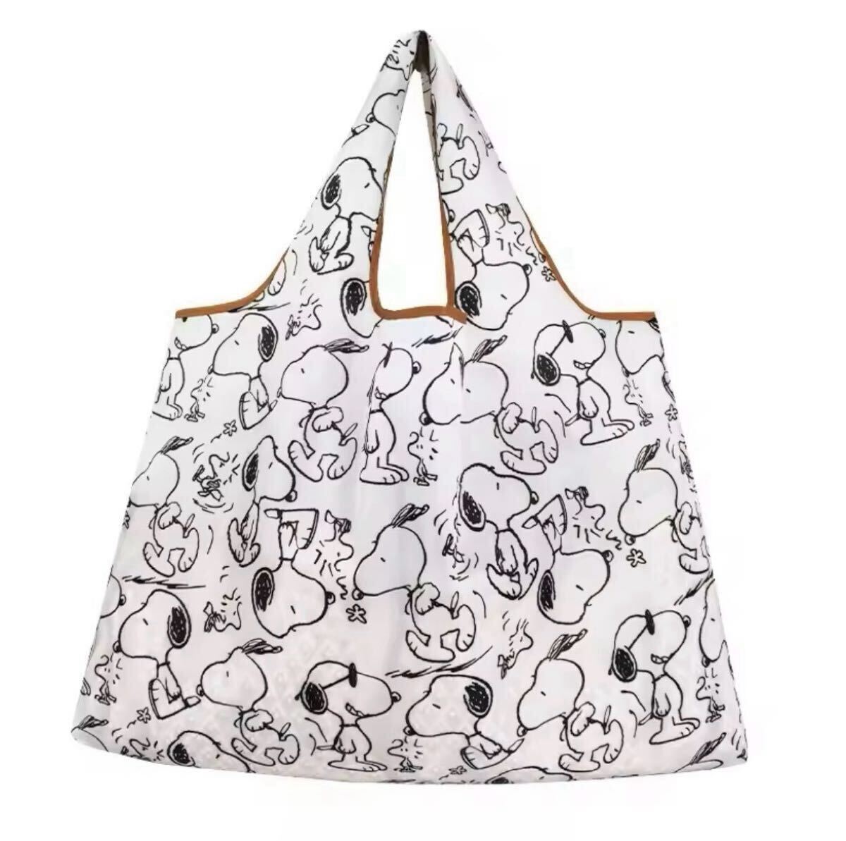 新品 大容量 エコバッグ SNOOPY スヌーピー マイバッグ ホワイト 白 ホワイト 折りたたみ 手提げ袋 レジ袋拍卖