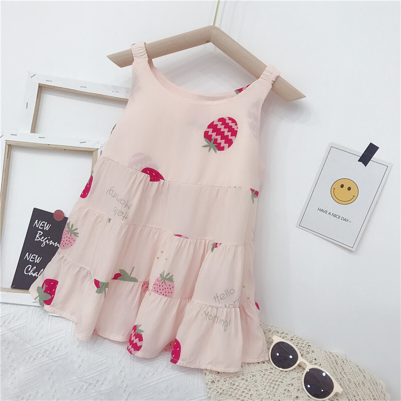 女の子 イチゴ柄 夏服 tシャツ トップス スカート カジュアル シンプル キッズ ガールズ夏物(サイズ:130cm)K1拍卖