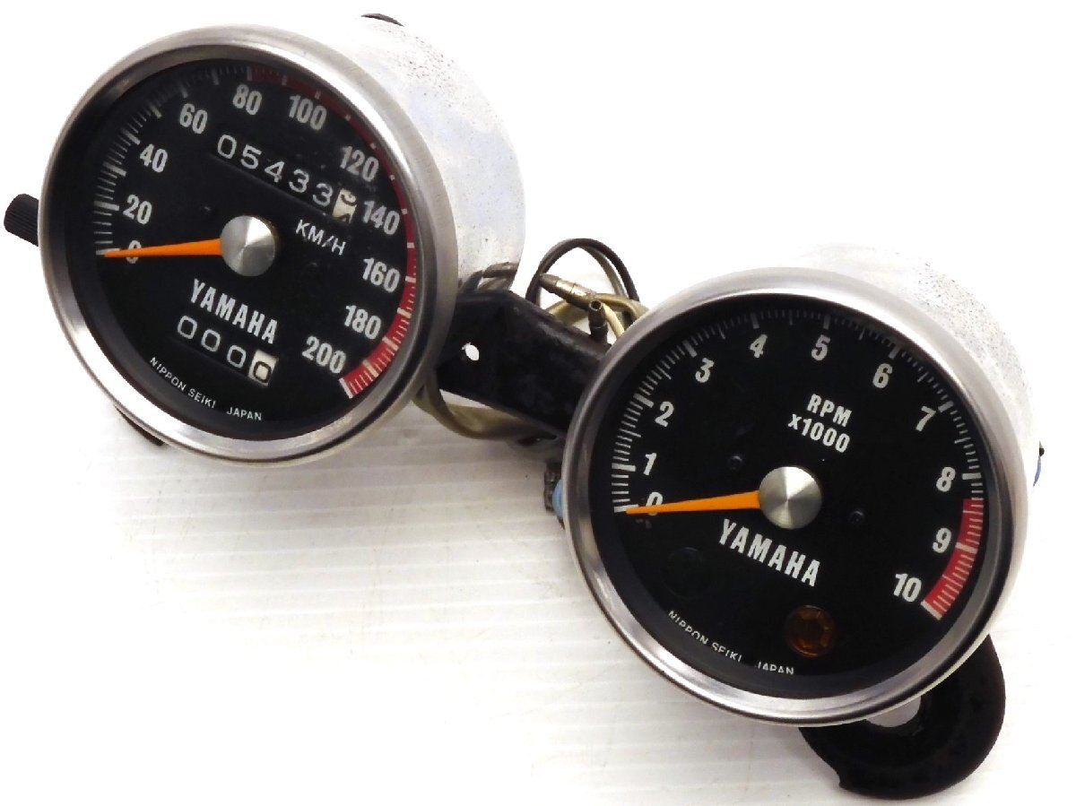 60【評価S】 YAMAHA ヤマハ DS6 当時物 旧車 実動 純正 スピード & タコ メーター 200km 走行距離表示5,433km 動作動画有 DS-6 DS5E DS5拍卖
