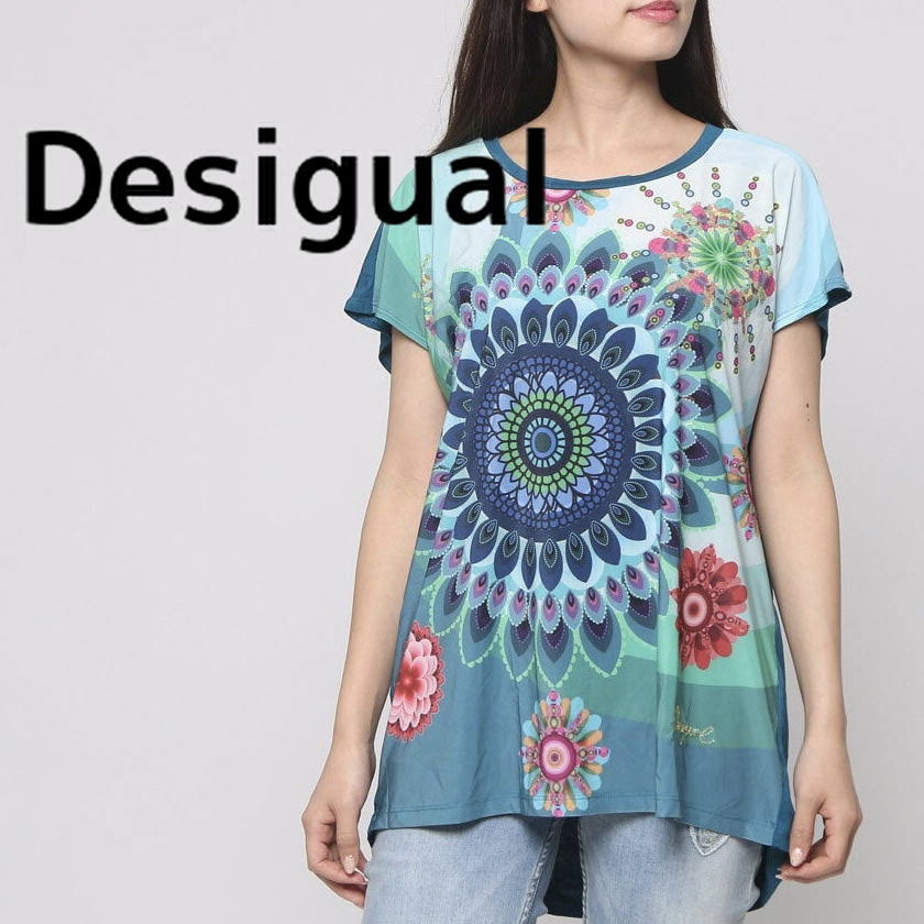 即決★ デシグアル トップス ノースリーブ マンダラ 幾何学模様 カットソー エスニック拍卖