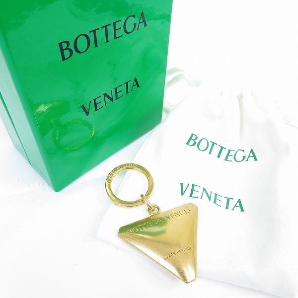 #ae ボッテガ・ヴェネタ BOTTEGAVENETA キーホルダー キーリング ゴールド トライアングル イタリア製 箱・収納袋付き 720335 k01拍卖