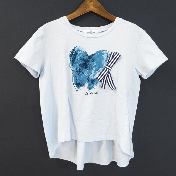 #s ギャラリービスコンティ GALLERYVISCONTI カットソー 2 半袖 Tシャツ 水色 ハート リボン 後ろ下がり レディース 913121 k01拍卖