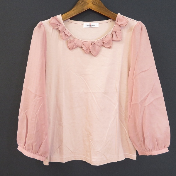 #a ギャラリービスコンティ GALLERYVISCONTI カットソー 2 ピンク系 七分袖 袖シースルー リボン 913127 k01拍卖
