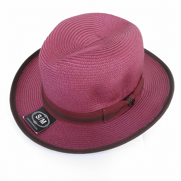 #sh リッチマンブラザーズ RICHMAN BROTHERS ハット 帽子 中折れ帽 ワインレッド S M タグ付き 美品 944892 k01拍卖