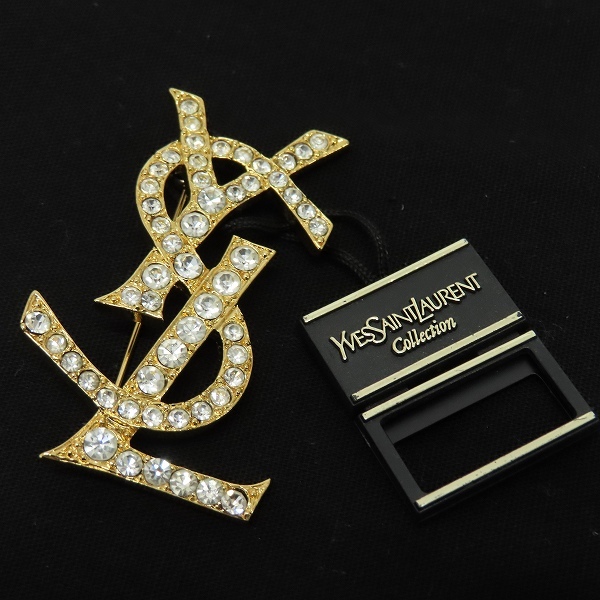 イヴ・サンローラン YVES SAINT LAURENT ヴィンテージ カサンドラ ブローチ ロゴ z930225拍卖