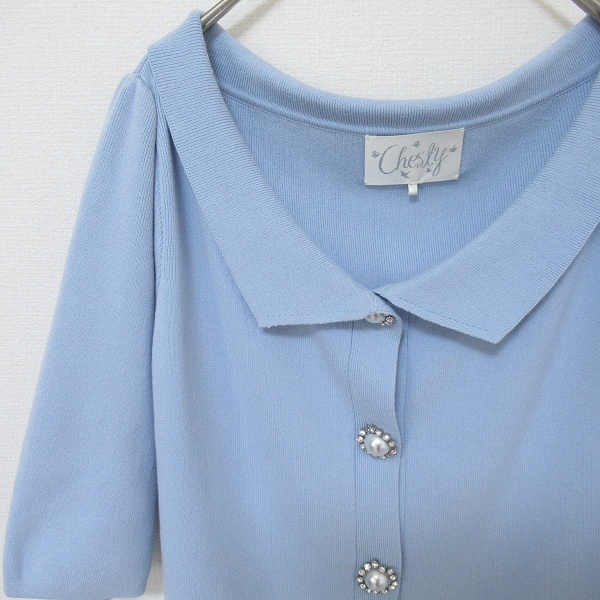 チェスティ Chesty 半袖 カットソー カーディガン ビジューボタン a943701ss拍卖